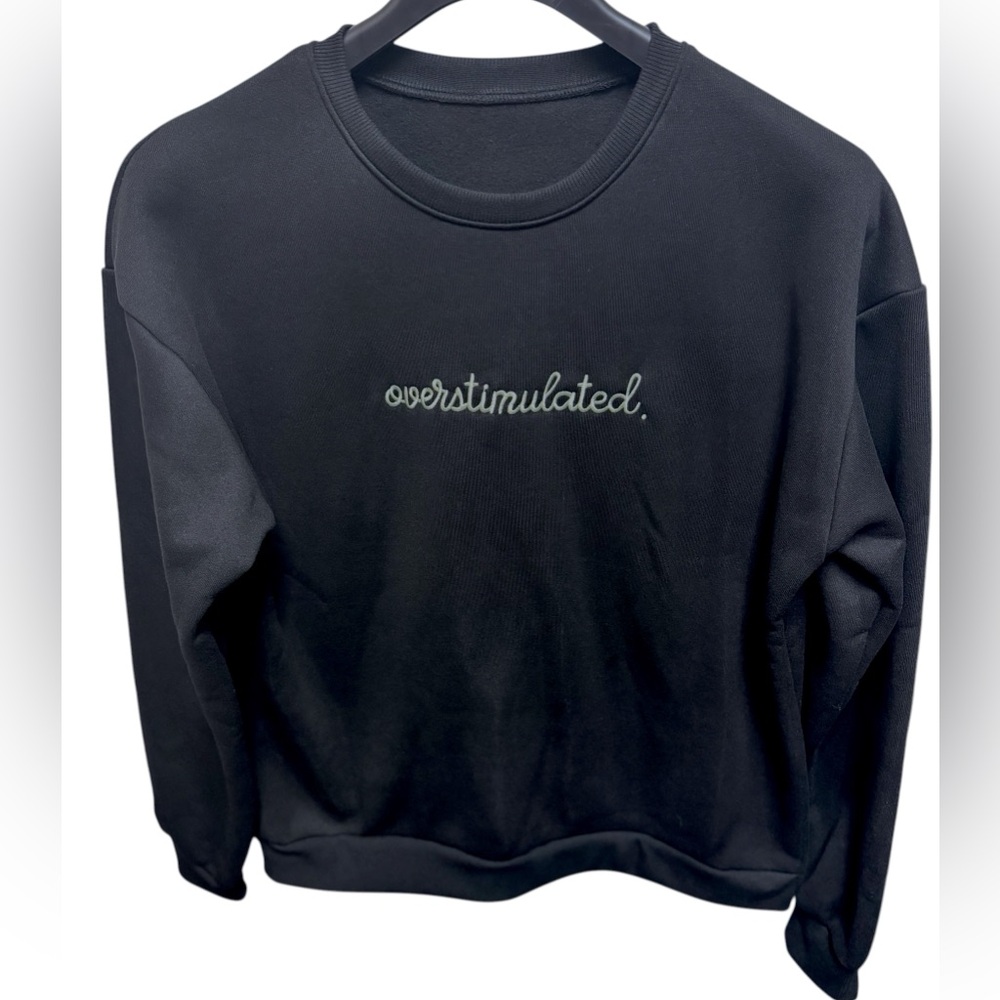 Thread Tide Black Oversized Embroidered Overstimulated Fleece Sweatshirt XL NEW
